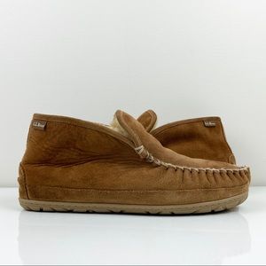 L.L. Bean Men's Wicked Good Slippers Boot Moc Shearling Lined Tan Suede Size 12